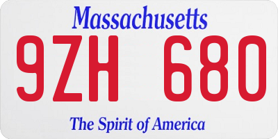 MA license plate 9ZH680