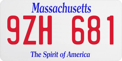 MA license plate 9ZH681