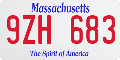 MA license plate 9ZH683