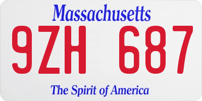 MA license plate 9ZH687