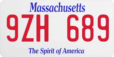 MA license plate 9ZH689