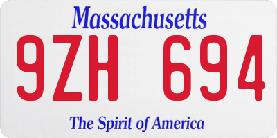 MA license plate 9ZH694