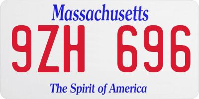 MA license plate 9ZH696