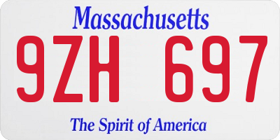 MA license plate 9ZH697