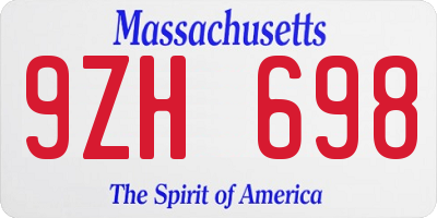 MA license plate 9ZH698