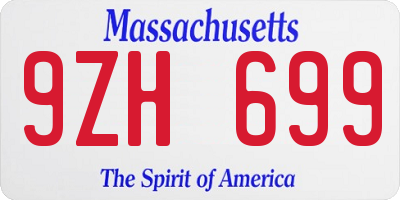 MA license plate 9ZH699