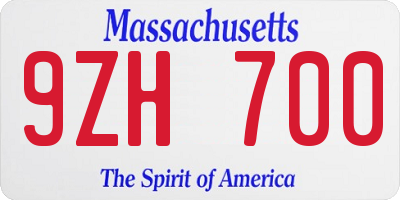 MA license plate 9ZH700