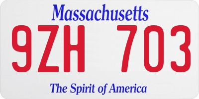 MA license plate 9ZH703