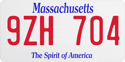 MA license plate 9ZH704