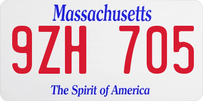 MA license plate 9ZH705