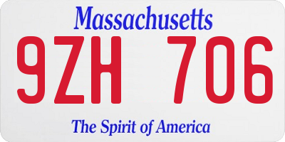 MA license plate 9ZH706