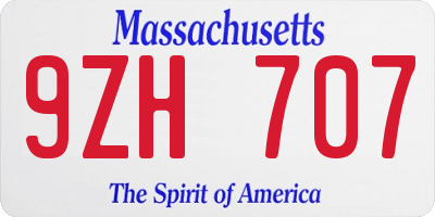 MA license plate 9ZH707