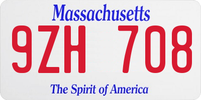 MA license plate 9ZH708