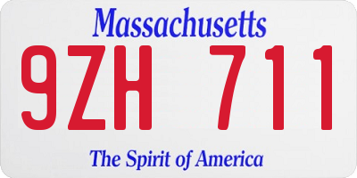 MA license plate 9ZH711