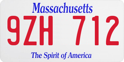 MA license plate 9ZH712