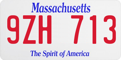 MA license plate 9ZH713