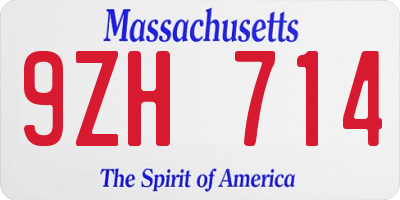 MA license plate 9ZH714