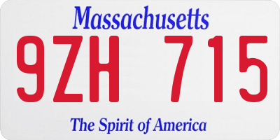 MA license plate 9ZH715