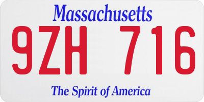 MA license plate 9ZH716
