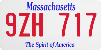 MA license plate 9ZH717