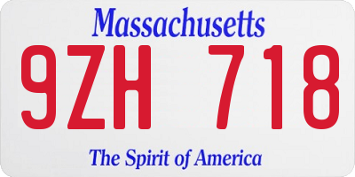 MA license plate 9ZH718