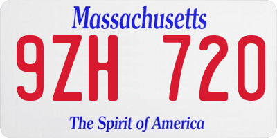 MA license plate 9ZH720