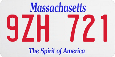 MA license plate 9ZH721