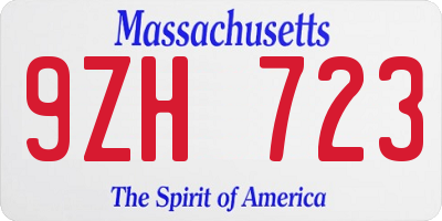 MA license plate 9ZH723