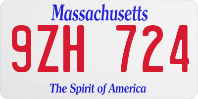 MA license plate 9ZH724