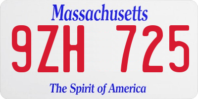 MA license plate 9ZH725