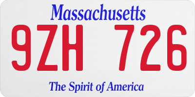 MA license plate 9ZH726