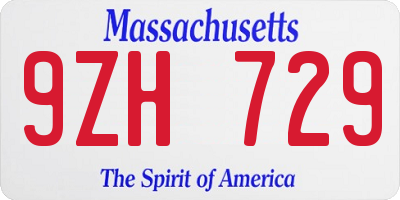 MA license plate 9ZH729