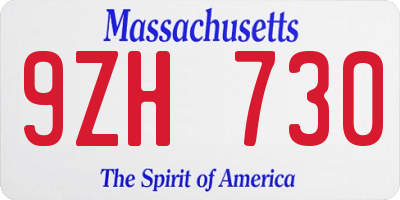 MA license plate 9ZH730