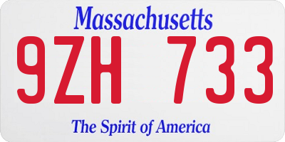 MA license plate 9ZH733