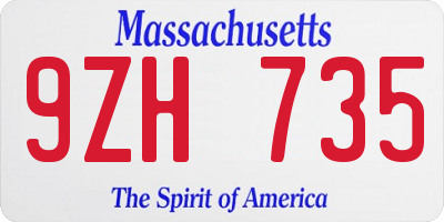 MA license plate 9ZH735