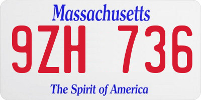 MA license plate 9ZH736