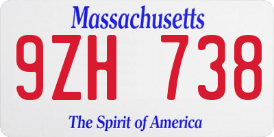 MA license plate 9ZH738
