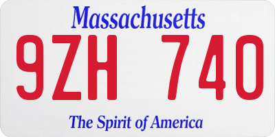 MA license plate 9ZH740