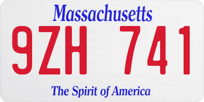 MA license plate 9ZH741