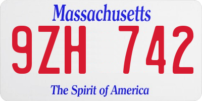 MA license plate 9ZH742