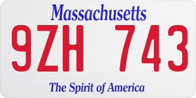 MA license plate 9ZH743