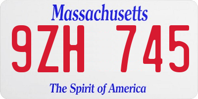 MA license plate 9ZH745