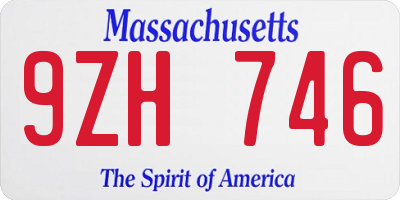 MA license plate 9ZH746