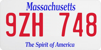 MA license plate 9ZH748