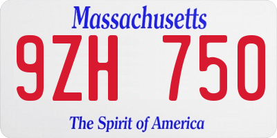 MA license plate 9ZH750