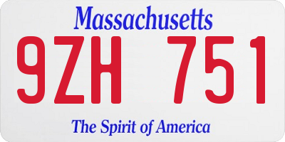 MA license plate 9ZH751