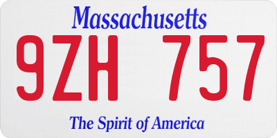 MA license plate 9ZH757