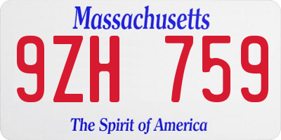MA license plate 9ZH759