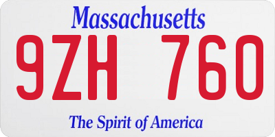 MA license plate 9ZH760