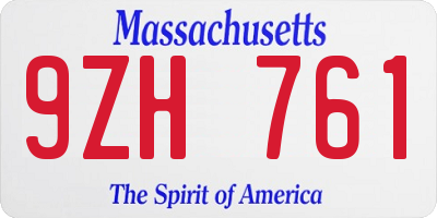 MA license plate 9ZH761